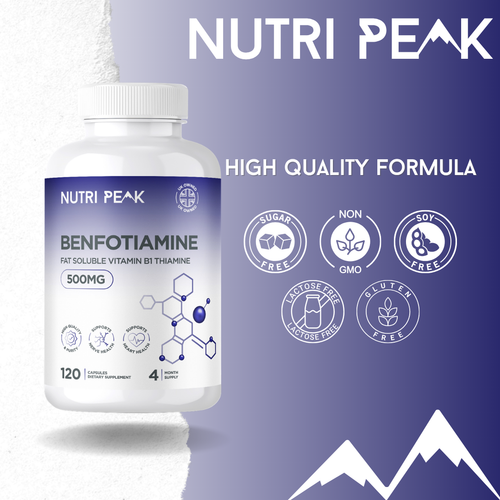 Nutri Peak Benfotiamine 500MG — product information graphic