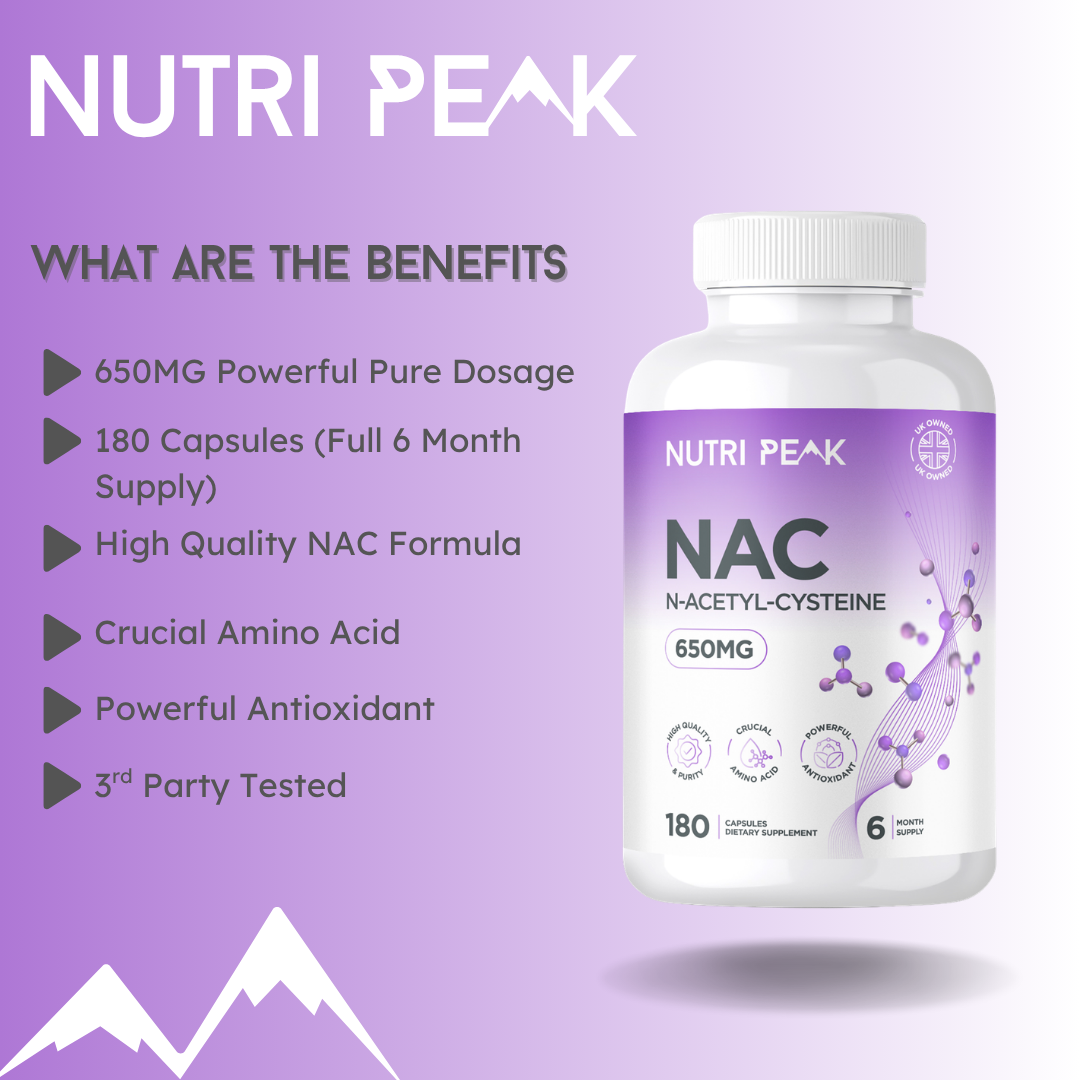 Nutri Peak N-Acetyl-Cysteine 650MG — key features graphic