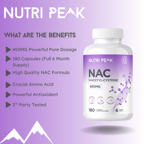 Nutri Peak N-Acetyl-Cysteine 650MG — key features graphic