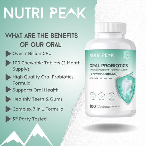 Nutri Peak Advanced Oral Probiotics — product information graphic