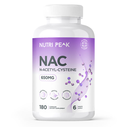Nutri Peak N-Acetyl-Cysteine 650MG bottle, 180 capsules